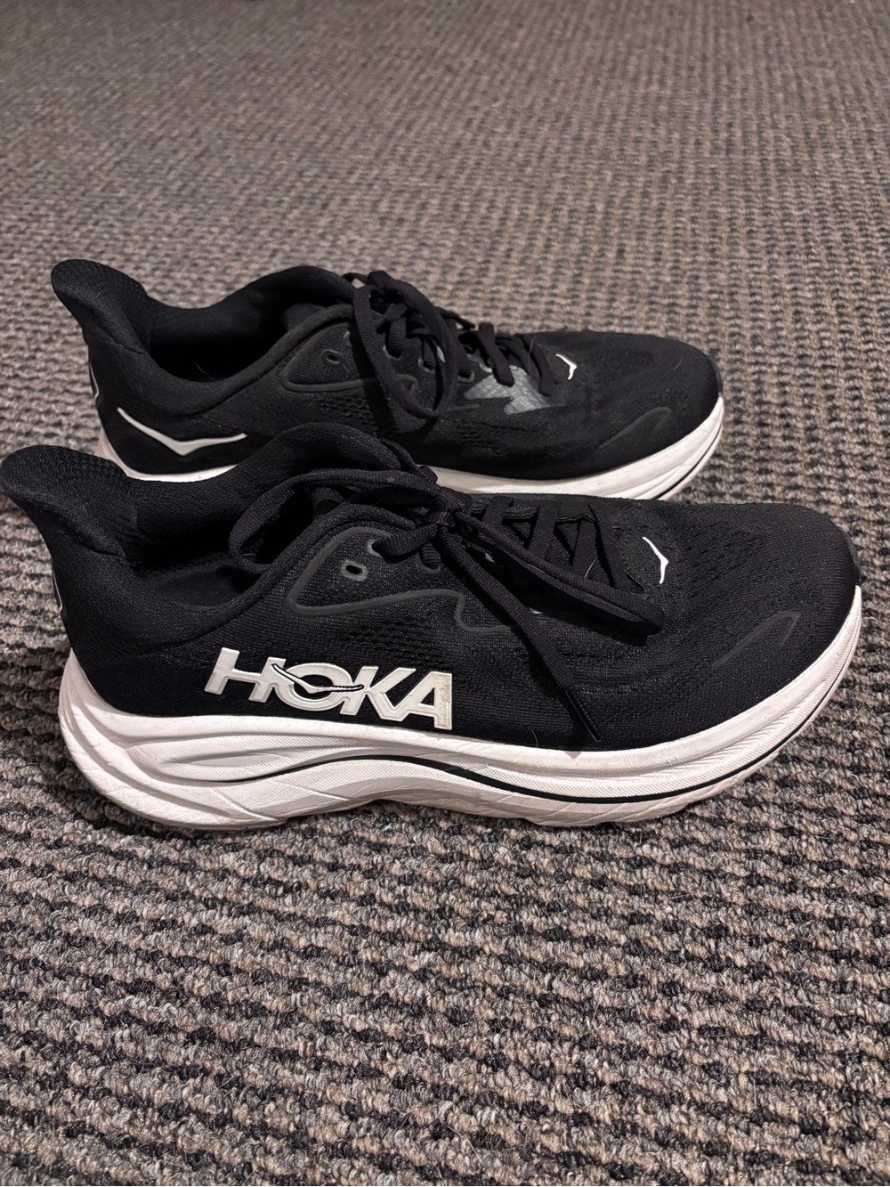 Hoka Women's Black and White Road-Running Sneakers
